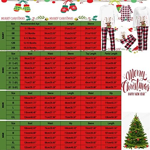 Karácsonyi Pizsama Családi 2022 Aranyos Karácsonyi Rénszarvas Piros Hópehely Minták Nyomtatása Felső Kockás Nadrág a Pizsama