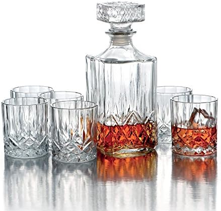 7 Darab Dekoratív Whiskys Üveget Szett Üveg Bor, Whisky, Brandy, Italt, 32 oz, Tiszta