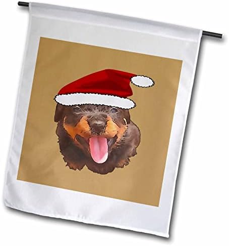 3dRose Aranyos Rottweiler Kölyök Rajta Ünnep Mikulás Sapka - Zászlók (fl_356004_1)