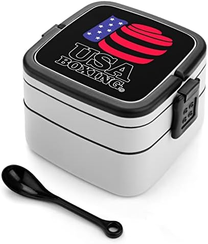 USA Box Bento Box Dupla Réteg All-in-One Rakható Ebéd Tartály Kanalat Piknik Munka, Utazás