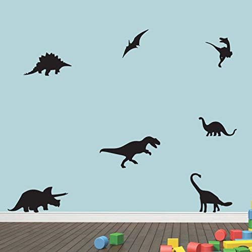 7 Vinil Wall Art Matricák - Dinoszauruszok - 5 x 12 - Király Öntapadó Matrica Aranyos Állatok Design Baba, Gyerek Szoba Hálószoba