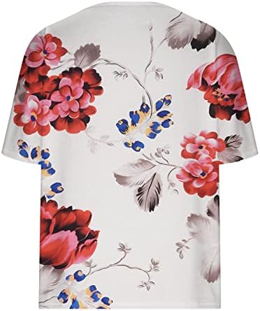 Női Nyári Felsők Túlméretezett póló Női Női virágmintás Tshirts Könnyű Blúzok Vintage Grafikus Póló