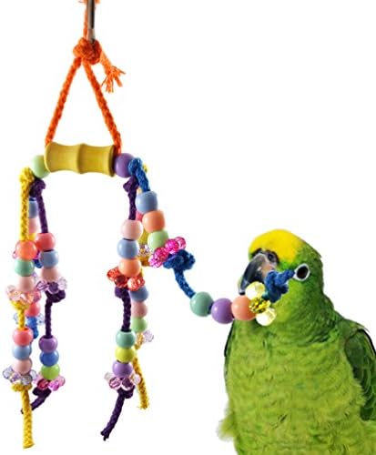 Papagáj Kötél Játék Színes Gyöngy Pamut Kötél Sügér Bungee Cage Játéka a Papagáj Papagáj Kakadu
