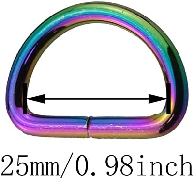 1Inch D-gyűrűs Csat HSCGIN 25mm 10DB / 1 inch Többcélú Nem hegesztett Fém Rainbow D-Alakú Csat Klipek D Gyűrűk Forgatható