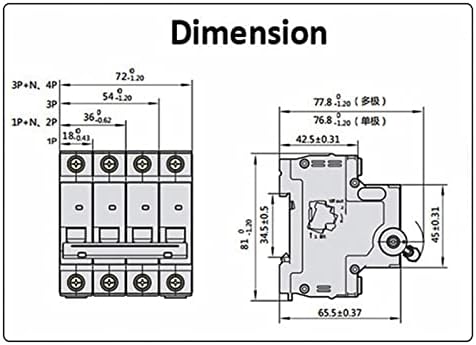 NUNOMO 2P 230V~ CType Mini Megszakító Miniatűr Háztartási Levegő Kapcsoló Kapacitás 4.5 KA Szerelés 36mm Din Sín Lézer Nyomtatás (Színes
