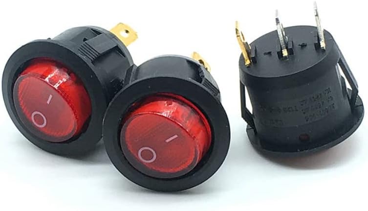 10DB/SOK-23 mm Átmérőjű, Piros Fény LE Kerek Rocker Kapcsoló 3 Csapok, 6A/250V 10A/125V AC hálózati Kapcsoló KCD1-105 - (Szín: 2pin fény nélkül)