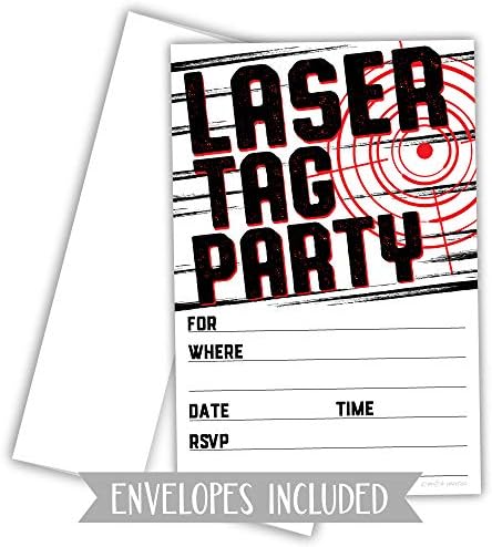 Laser Tag Meghívókat (20 Szám) a Borítékok - Laser Tag Születésnapi Party