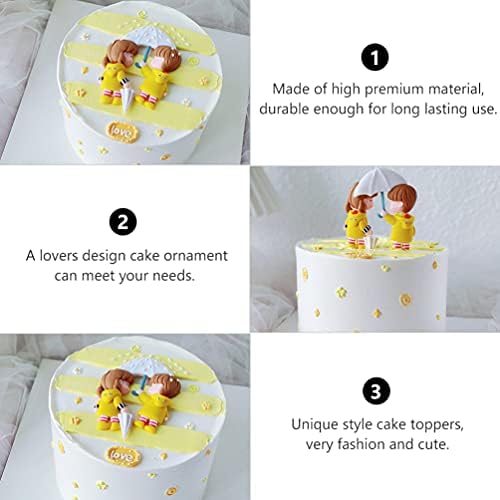 Amosfun 2db Szerelmeseinek Torta Toplisták Agyag Cupcake Toplisták Édes Cake Dekoráció Fiú-Lány Figura Tündér Kert Bonsai