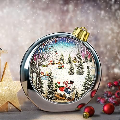 Karácsonyi hógömb,Nagy Méretű 6H Időzítő Csillogó hógömböket Karácsonyi Zene Doboz 8 Dalokat,világít Kerek Lámpás Snowglobes a