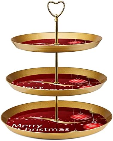 3 Tier Muffin Állvány Cupcake-Torony Kijelző Cupcake Jogosultja Desszert Fa Torony Felek Események Dekoráció, Karácsonyi Piros Arany