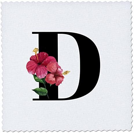 3dRose 3DRose Mahwish - Monogram - Kép Virágos Monogram D - Paplan Négyzetek (qs-371763-2)