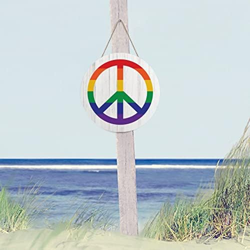 Arupkeer Üdvözlő Táblát LMBT Büszkeség Kerek Fa Alá Büszkeség Béke Jele Leszbikus & Meleg Rusztikus Wall Art Lóg A Buzi, Meleg, Leszbikus