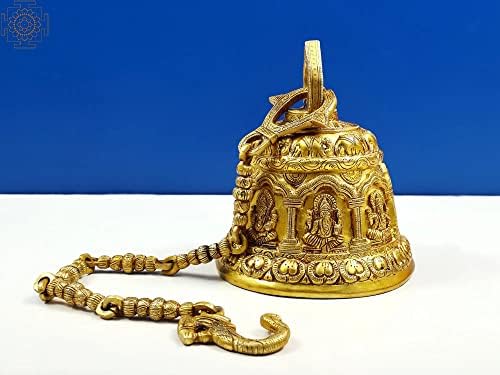 Egzotikus India 8 Brass Ganesha Templom Harang Lóg az Elefánt Design | Handmade - Réz - Szín Arany