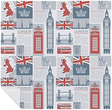 Téma egyesült Királyság, London, British FlagPrinted Újrafelhasználható Vacsora Szalvéta Ruhával Tökéletes Esküvők Koktél Karácsonyi