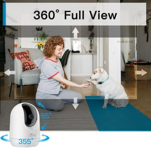 ULOFY 360° - os Pet Kamera a Telefon App, Beltéri Biztonsági Kamera Baba/Kutya, Pan/Tilt Video-bébifon a Super IR éjjellátó, Mozgásérzékelő
