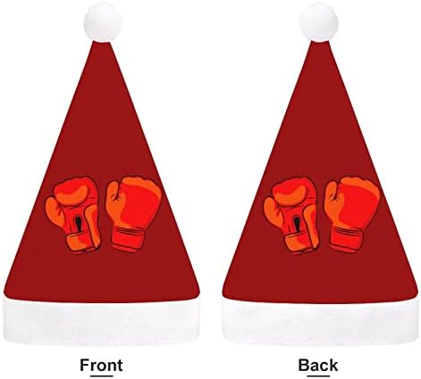 Vörös Boksz-Kesztyűket Karácsonyi Kalap Puha Plüss Mikulás Sapka Vicces Beanie a Karácsony, Új Év, Ünnepi Party