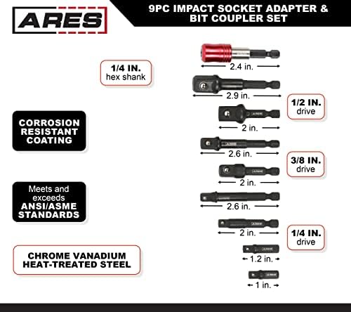 ARES 22034 – 9-a Darab Hatása Fokozatú Aljzat Adapter, majd Kicsit Csatoló Készlet - Kiderült, kalapács, Fúró Sofőr a nagysebességű