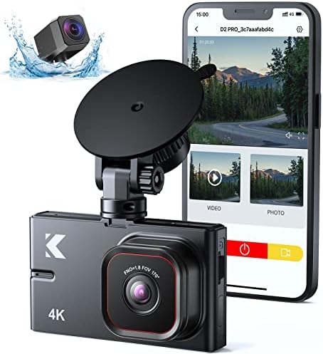 Kamera, Elöl-Hátul WiFi - Kingslim D2 Pro 4K Egységes Front/2K+1080P Első, mind a Hátsó Kettős Dashcam az Autók éjjellátó,