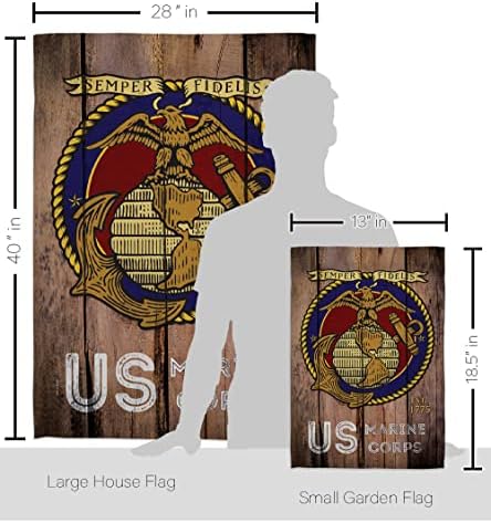 Angeleno Örökség FK137083-BO US Marine Corps Amerikai Katonai Dekoratív Függőleges Zászlók Készlet, 1 x House & 1 x Kert, Vastag Szövet