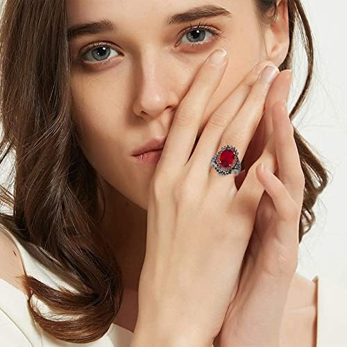 2023 Új Fekete Thaiföldi Gyűrű Régi Nagy Ékszerek Gránátalma Ezüst Gyűrű Érc Piros Eltúlzott Gyűrű Gyűrűk Halmozott Gyémánt Gyűrű a Nők