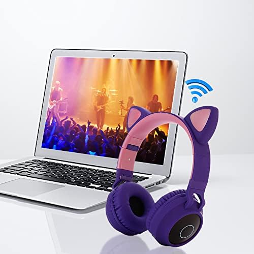 2021 Összecsukható Vezeték nélküli Bluetooth Led Macska Fejhallgató Beépített Mikrofon Támogatja az Audio Kábelt Tf Kártya FQ5