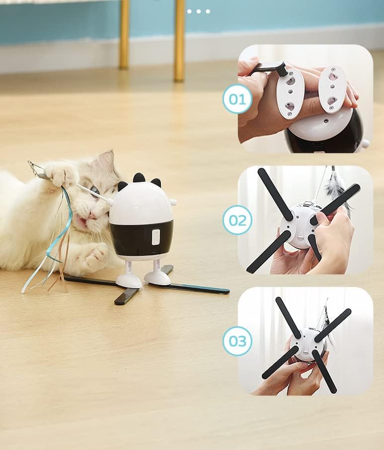 LADUMU Automatikus Teaser 3 Sebesség Szórakoztató Automatikus Macska Teaser Játék Egyedi Kitten Pet 360 Forgatás Macska Társas Játék