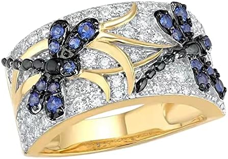 2023 Új Gyémánt Dragonflys Divat Gyűrű Hölgyek Mutatják Személyiség Gyűrű Női Divat Gyűrű (Arany, 9)