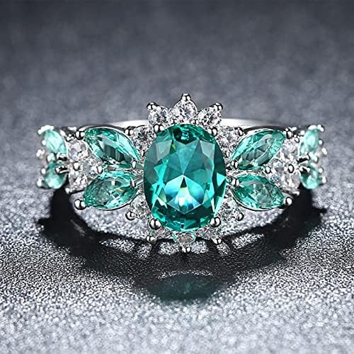 2023 Új Bevonatú Réz Gyűrűk Gyűrű Ajándék Évfordulóra Ékszerek Női Cirkon Divat Gyűrű Gyűrű Ékszer (Zöld, M)