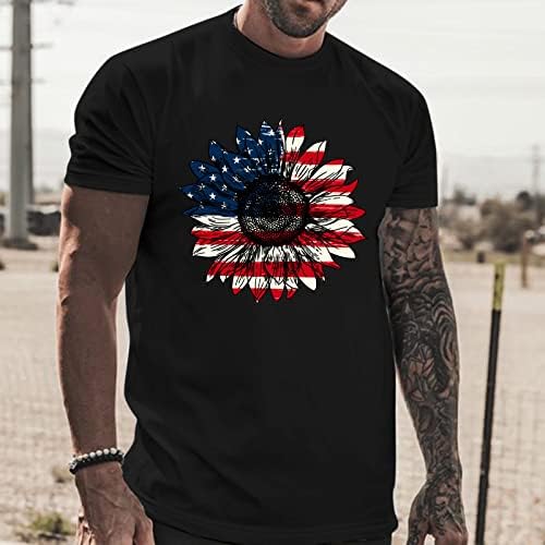 UBST július 4-én Hazafias T-shirt Mens Rövid Ujjú USA Zászló Virág Nyomtatás Sleeve Tee Maximum Nyári Alkalmi Tshirt