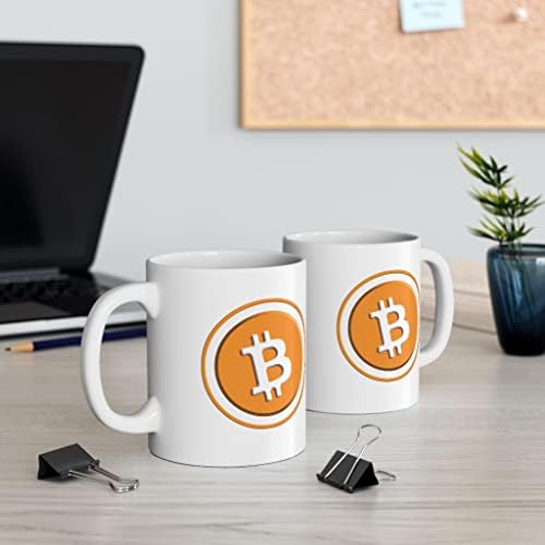 A Bitcoin Bögre Crypto Bögrék Bitcoin Logó Fizetőeszköz, a Bitcoin Ajándék BTC Bitcoin Merch - 11oz - Fehér