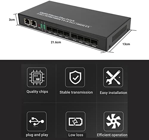 Gigabit Ethernet Optikai Átalakító XXS‑SFP‑8F2G Gigabit Ethernet Optikai Kapcsoló 1,25 G DC 5V/3A 10/100/1000Mbs Hálózati Készülék