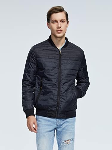 Kabátok Férfi - Férfi Zip Fel Bombázó Téli Kabát (Szín : Navy Kék, Méret : X-Large)