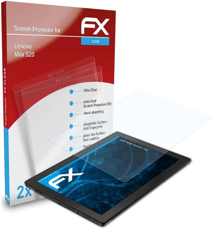 atFoliX Képernyő Védelem Film Kompatibilis a Lenovo Miix 520 képernyővédő fólia, Ultra-Tiszta FX Védő Fólia (2X)