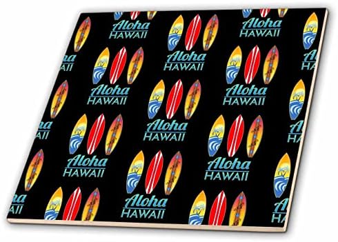 3dRose Aloha Hawaii szörf mintás retro szörfdeszkák - Csempe (ct_351280_1)