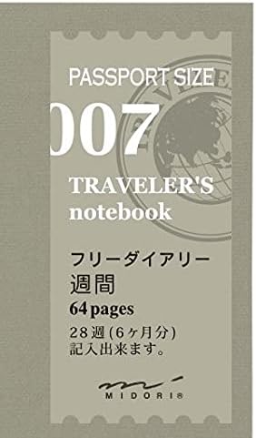 Midori Utazási Notebook (Utántöltő 007) Útlevél Méret Heti Napló