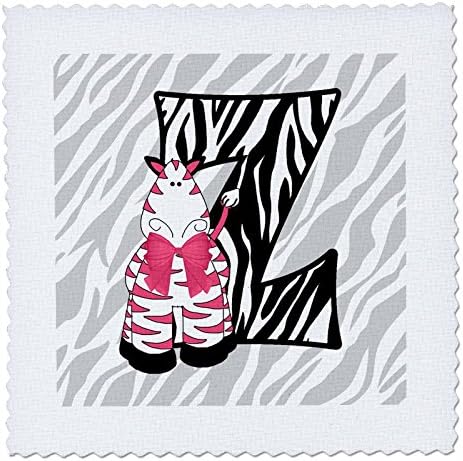 3dRose qs_62892_1 Z Zebra Rózsaszín Lányoknak Baba, Gyerek Monogram Z a Zebra Paplan Tér, 10, 10-Es