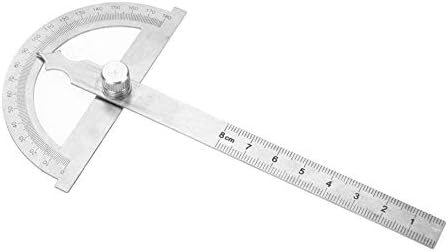 0-180 Fok Szögmérő Rozsdamentes Acél Rotary Szögmérő Egyenes 15cm Kőműves Szerszámok Szög Finder Uralkodó (80 * 120mm)