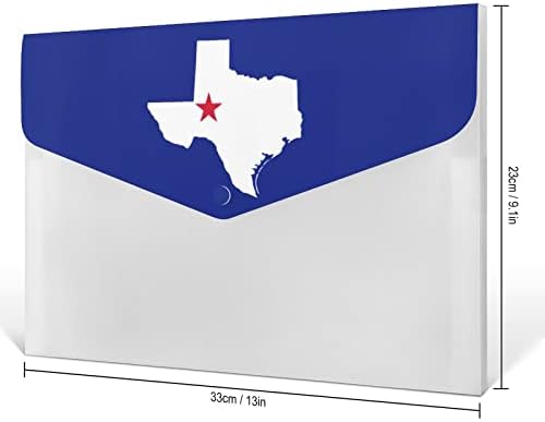 Texas Zászló Térkép 6-Pocket Bővülő Fájl Mappa Műanyag Importan Dokumentum Papír Szervező Címkék Harmonika Mappa a Snap Bezárása