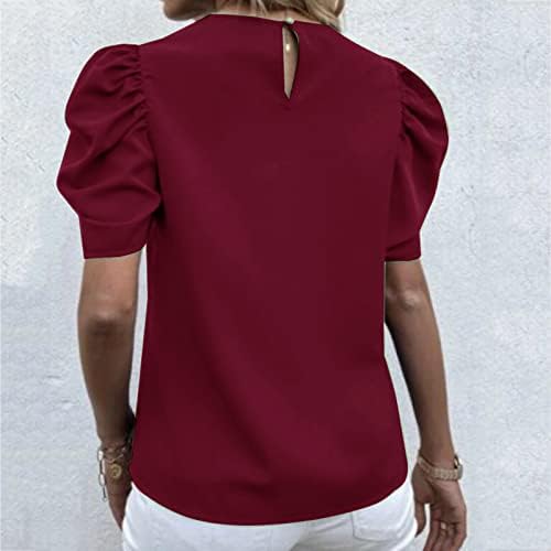 lcepcy Aranyos Nyomtatott póló Női Alkalmi Kerek Nyak Puff Ujjú Ki Felső 2023 Nyári Laza Fit Blúzok