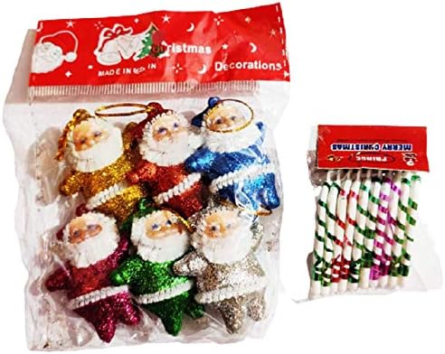 Karácsony Karácsonyfa Dekoráció Dísz Lóg Tartozékok Kis 6 Mikulások Darab -10 Candy Botok Darab Csomag Készlet Ajándék