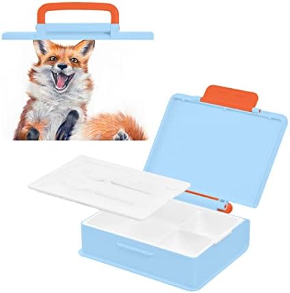ALAZA Aranyos Fox Állat Print Bento Ebédet BPA-Mentes szivárgásmentes Ebéd Konténerek w/Villa & Kanál, 1 Darab