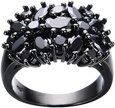 Fekete Divat Virág Kristály Ovális Gyűrű Mérete 5 10 Ékszer Ajándék Nőknek Lány, Születésnap, Valentin Nap, Évforduló Vintage Gyűrű