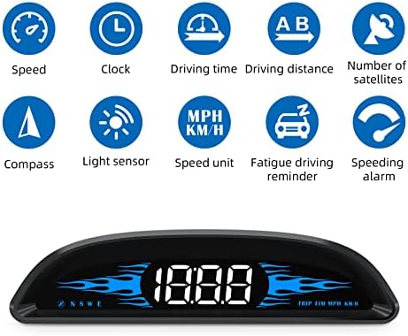Qfansi GPS Digitális Sebességmérő Egyetemes Head Up Display Autó Nagy LCD Kijelző HUD Felmérni a MPH Sebességet Fáradt Vezetői Figyelmeztetés