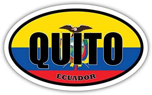 Quito-Ecuador Zászló Ovális Matrica Vinyl Matrica 3x5 cm