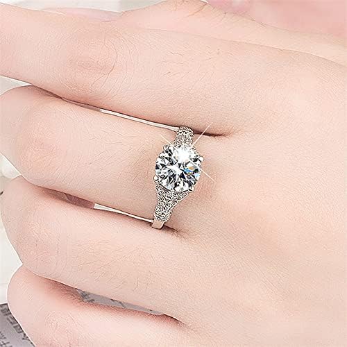 Női Aranyozott Gyűrű Divat Ékszerek Gyűrűk Kerek Vágott Szoliter Gyűrűk Szerelem Gyűrűk Nők számára (Ezüst, 6)