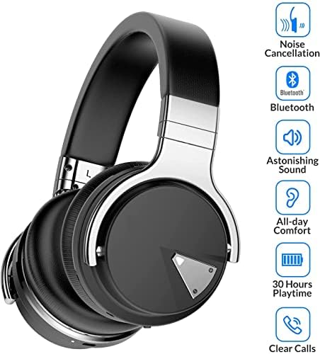 Silensys E7 Aktív zajszűrő Fejhallgató Bluetooth Fejhallgató Mikrofonnal Mély Basszus Vezeték nélküli Fejhallgató Át Fül, Kényelmes