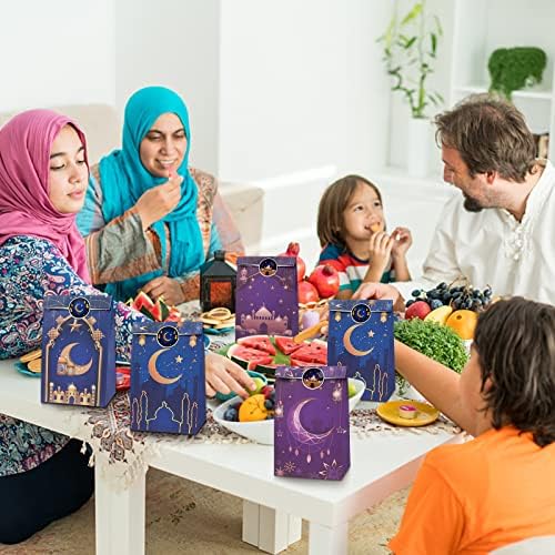 Ramadán Ajándék Táskák, Matricák,12 Db 2 Stílusok Eid Mubarak papírzacskó Fél Javára Táska Matricák Eid Mubarak Ramadan Kezelni, Ajándék,