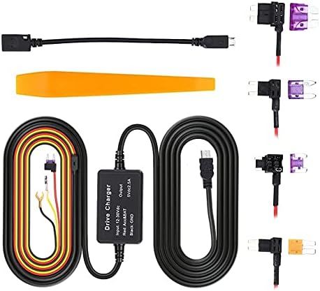 Kamera Vezetékes Szett, Mini USB Vezetékes Kit Biztosíték Dashcam, 12V-30V, hogy 5V-os Autó Dash Kamera Töltő, hálózati Kábel, Ajándék