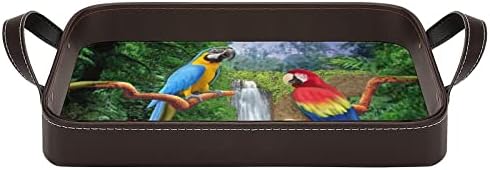 Trópusi Papagájok Bőr Dekoratív Tálca Személyre szabott Z Tálca Tároló a Szervező Kezeli az Otthoni Hotel
