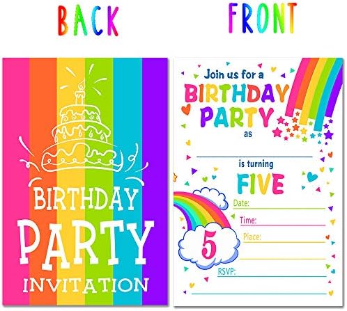 ukebobo Szivárvány Boldog Szülinapot Meghívókat a Gyermek 5. Születésnapi Party – Színes Meghívó a Borítékok Gyerekeknek 5. Születésnapi